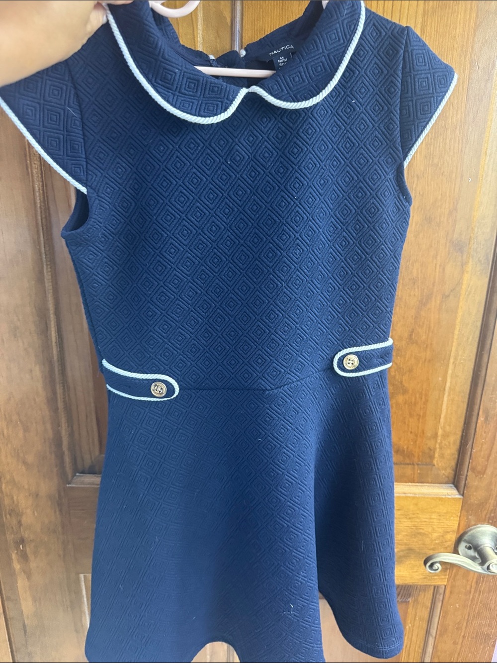 Nautica Navy Dress with White Trim Girls' Fit-and-Flare
